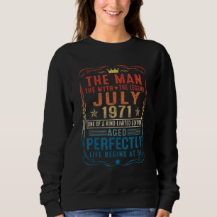 Sudadera Leyenda del mito del hombre julio de 1971 51º cump