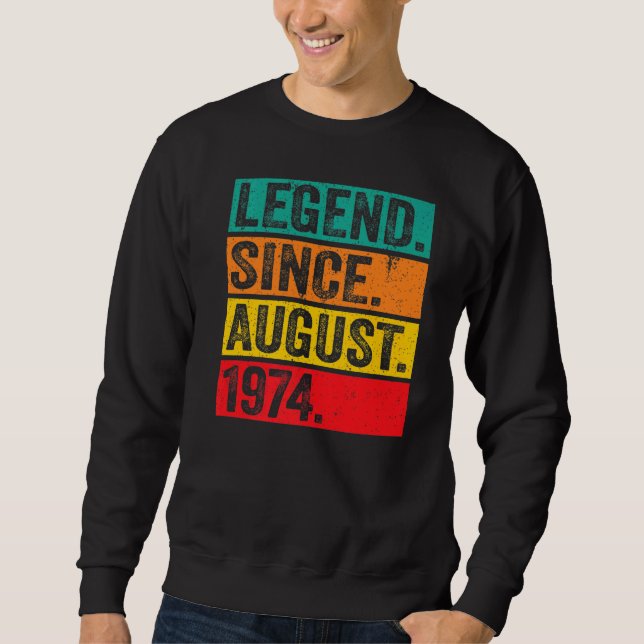 Sudadera Leyenda desde agosto de 1974 49º cumpleaños Retro  (Anverso)