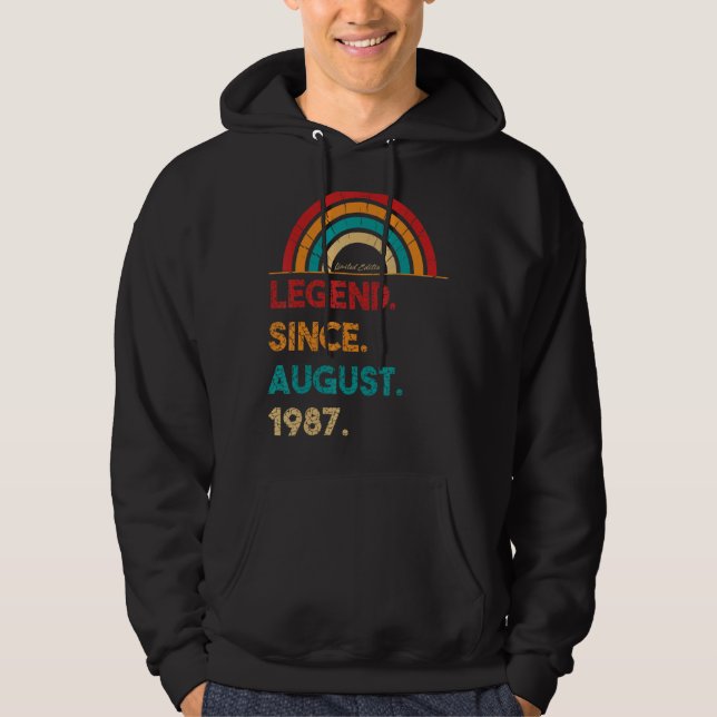 Sudadera Leyenda Desde Agosto De 1987 35º Cumpleaños Nacido (Anverso)