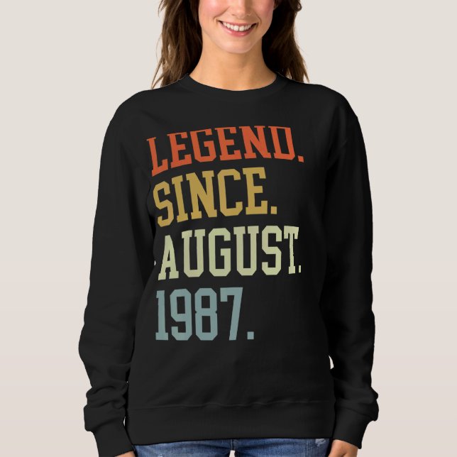 Sudadera Leyenda Desde Agosto De 1987 Para Las Mujeres Agos (Anverso)