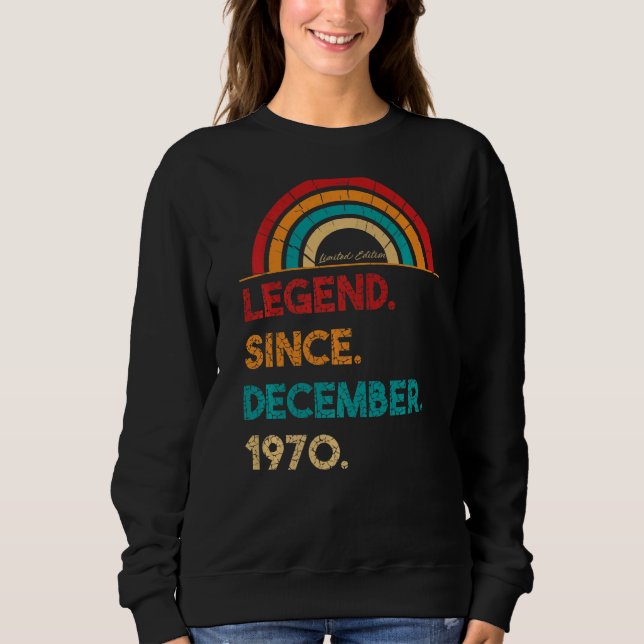 Sudadera Leyenda desde diciembre de 1970 Nació en 52º cumpl (Anverso)
