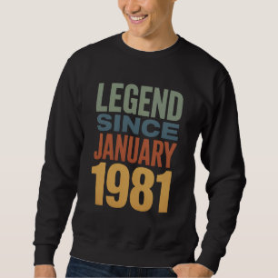 Sudadera Leyenda Desde Enero 1981 Clásico Cumpleaños Retro