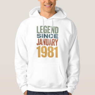 Sudadera Leyenda Desde Enero 1981 Clásico Cumpleaños Retro