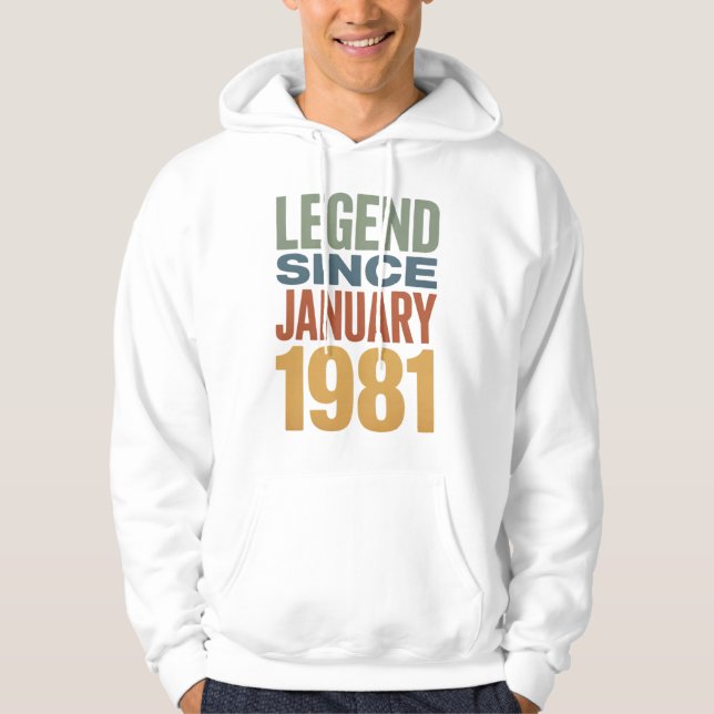 Sudadera Leyenda Desde Enero 1981 Clásico Cumpleaños Retro (Anverso)
