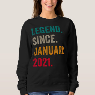 Sudadera Leyenda desde enero de 2021 2do cumpleaños 2 años 