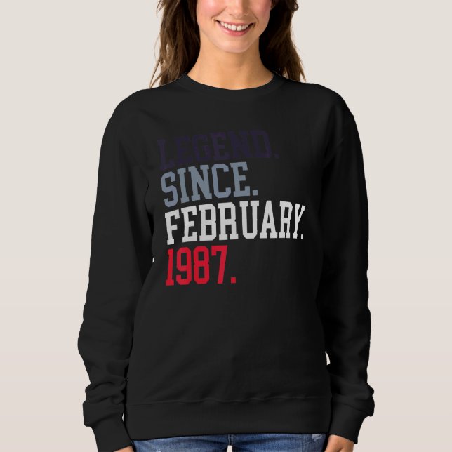 Sudadera Leyenda Desde Febrero De 1987 Para Hombres Febrero (Anverso)