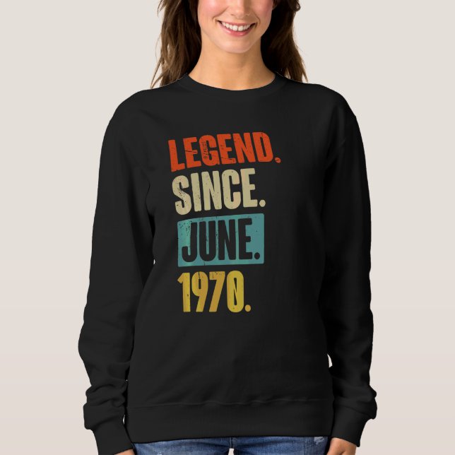Sudadera Leyenda desde junio de 1970 52 años (Anverso)