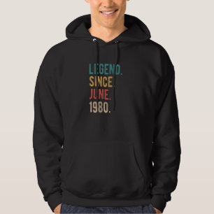 Sudadera Leyenda desde junio de 1980 Cumpleaños 42 años