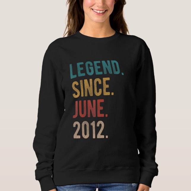 Sudadera Leyenda desde junio de 2012 Cumpleaños 10 años (Anverso)