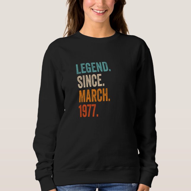 Sudadera Leyenda desde marzo de 1977 46º cumpleaños (Anverso)
