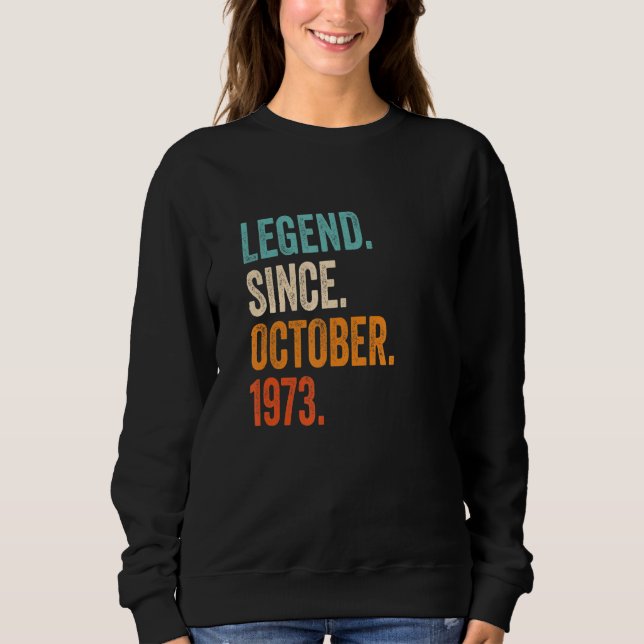 Sudadera Leyenda desde octubre de 1973 49º cumpleaños (Anverso)
