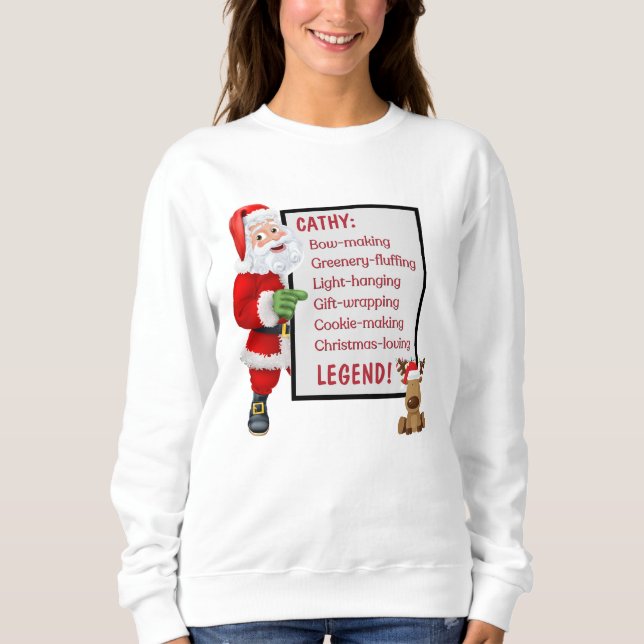 Sudadera Leyenda personalizada de Navidades de renos de San (Anverso)
