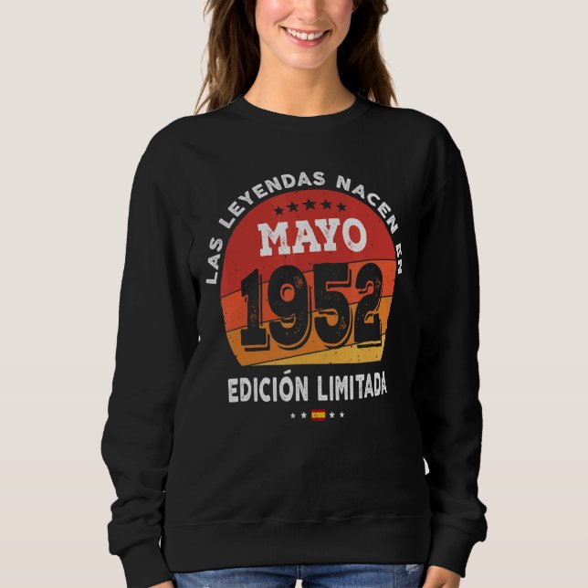Sudadera Leyendas Nacidas En Mayo De 1952 70º Cumpleaños 70 (Anverso)