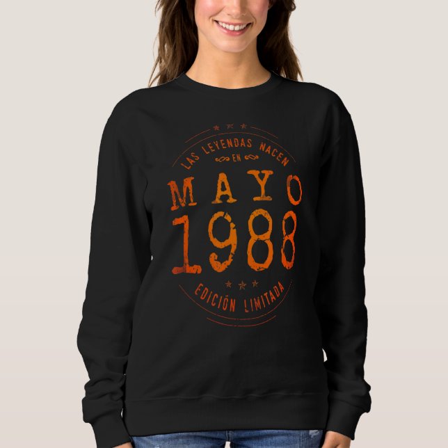Sudadera Leyendas Nacidas En Mayo De 1988 34º Cumpleaños 34 (Anverso)