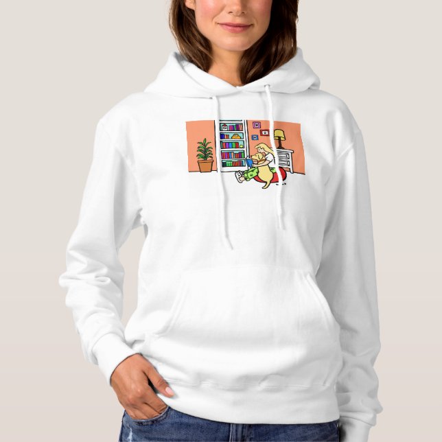 Sudadera Leyendo Chica con una Hoodie de Labrador Amarillo (Anverso)