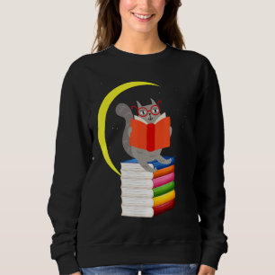 Sudadera Leyendo libro de lectura libros libros Cat Moon