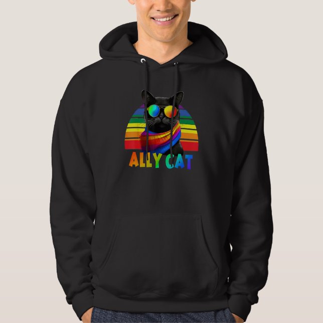 Sudadera LGBT Ally Cat Be Kind Gay Rainbow  LGBTQ Flag Gay  (Anverso)