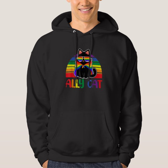 Sudadera LGBT Ally Cat Be Kind Gay Rainbow  LGBTQ Flag Gay  (Anverso)