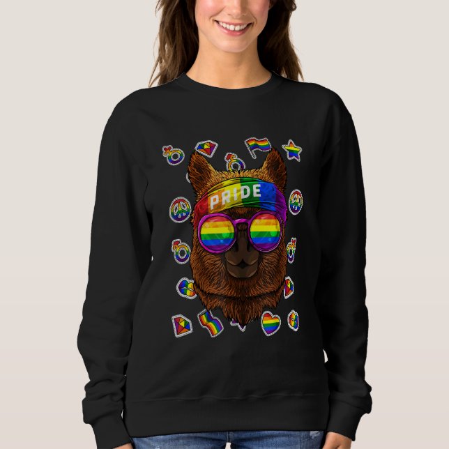 Sudadera Lgbt Alpaca Orgullo Gay Mes Granja Arcoiris Le (Anverso)