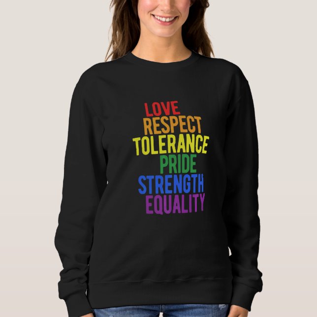 Sudadera Lgbt Amor Arcoiris Respeto Tolerancia Fuerza Orgul (Anverso)
