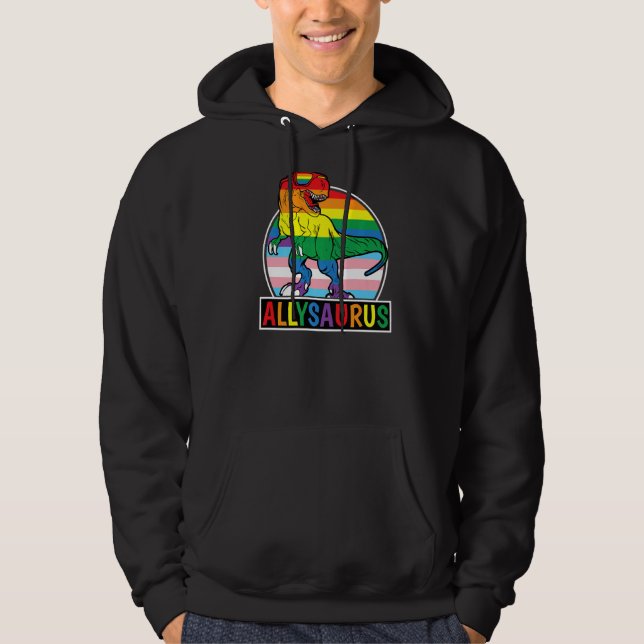 Sudadera Lgbt Dinosaur Rex Gay Pride Dino Allysaurus Rainbo (Anverso)