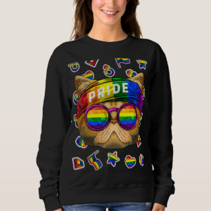 Sudadera Lgbt Exótico Shorthair Gay Pride Mes Gato Arcoiris
