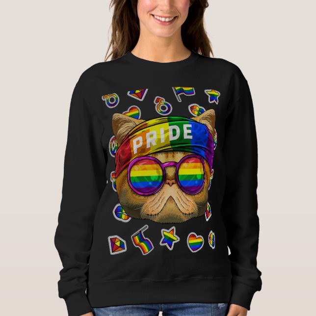 Sudadera Lgbt Exótico Shorthair Gay Pride Mes Gato Arcoiris (Anverso)