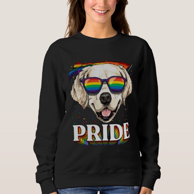 Sudadera LGBT Golden Retriever Gay Pride Rainbow Flag Sungl (Anverso)