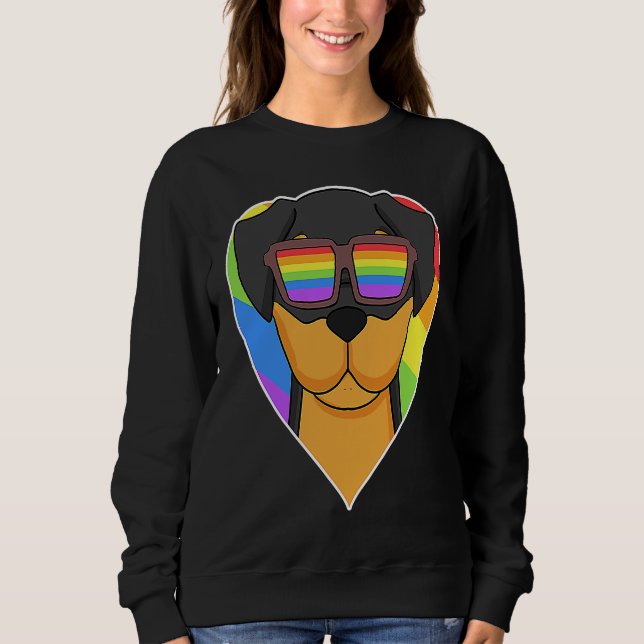 Sudadera LGBT Heart Love Gay Pride Rainbow Animal Rottweile (Anverso)