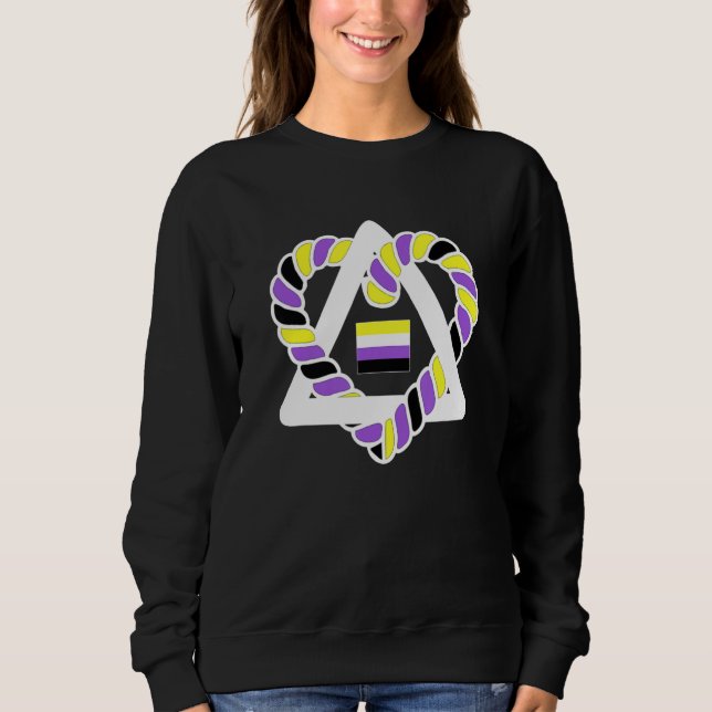 Sudadera LGBT Non Binary Flag Triangle Heart  Nonbinary Pri (Anverso)
