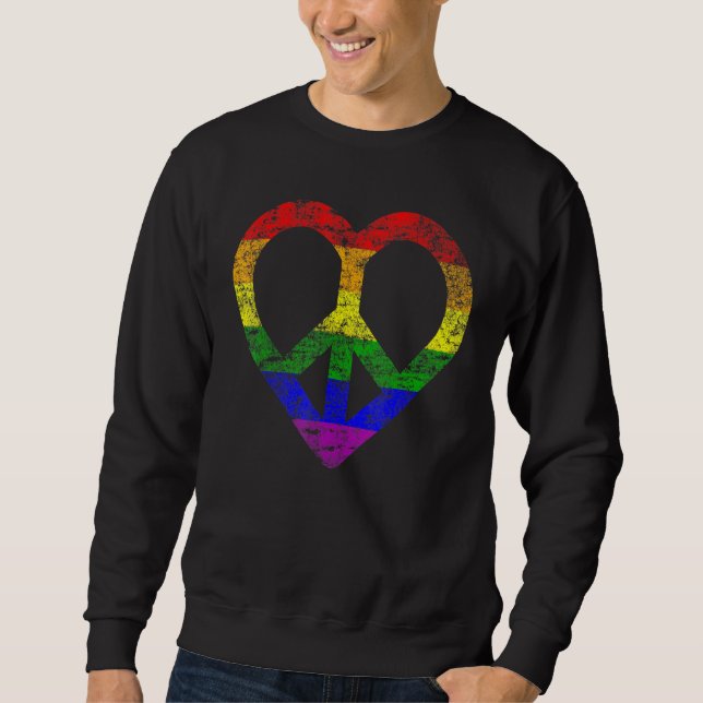 Sudadera Lgbt Orgullo Arcoiris Paz Lgbtq Apoyo Gay Lesbiana (Anverso)