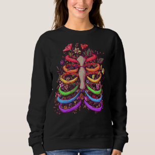 Sudadera Lgbt Orgullo Rib De Flor Jaula Esqueleto Arcoiris