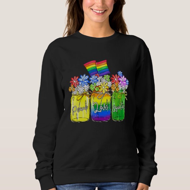 Sudadera Lgbt Peace Love Equality Rainbow Flor Lgbt Bandera (Anverso)