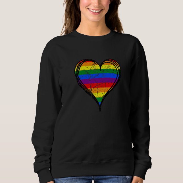 Sudadera LGBT Pride Equality Rainbow Heart Design Gay Lesbi (Anverso)