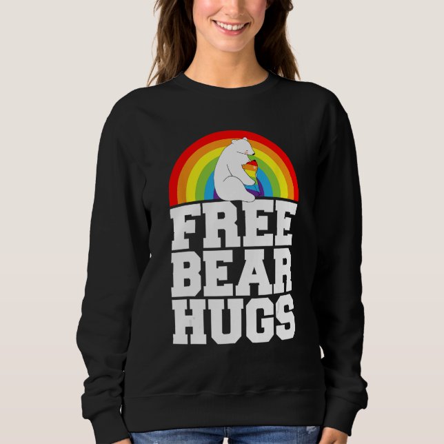 Sudadera LGBT Pride Free Bear Hugs Rainbow Support Human Ri (Anverso)