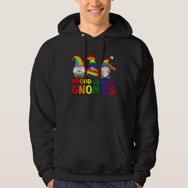 Sudadera LGBT Pride LGBTQ Rainbow Gnomies  Proud with my Gn (Anverso)