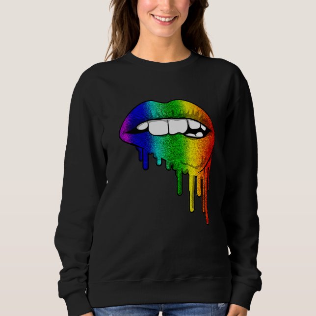 Sudadera Lgbt Rainbow Lips Orgullo Gay Homosexual Lesbiana (Anverso)