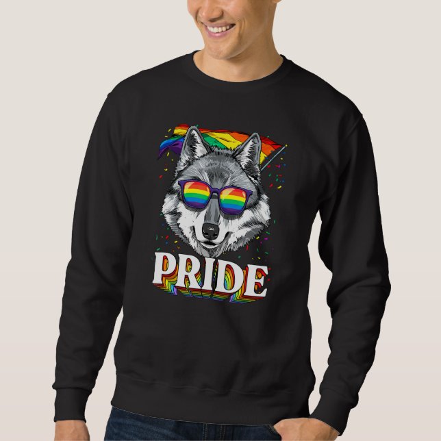 Sudadera Lgbt Wolff Orgullo Gay Lgbtq Raiinbow Flag Sunglas (Anverso)