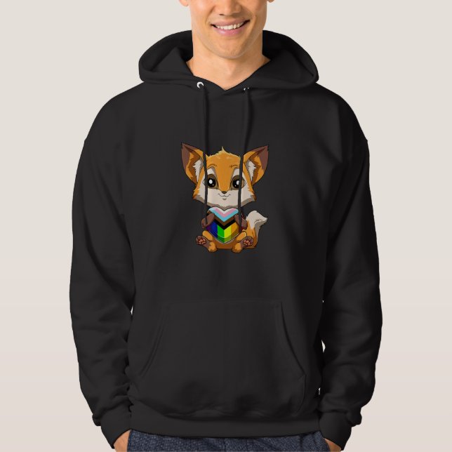 Sudadera LGBTQ Fox Progressiv Pride Heart  Transgender Gend (Anverso)