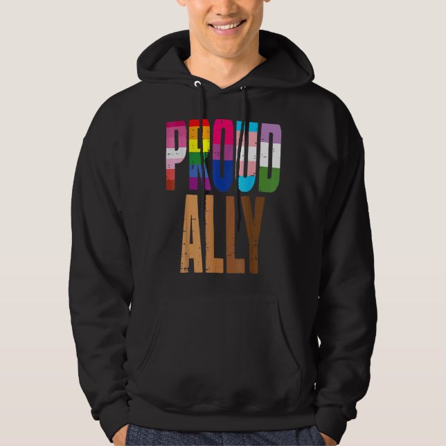 Sudadera Lgbtq Orgullo Negro Orgullo Aliado Lesbiana Gay Bi (Anverso)