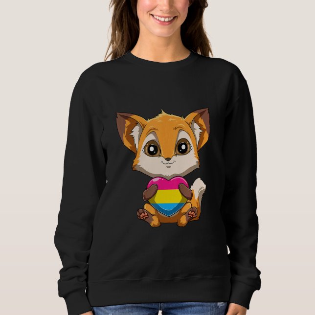 Sudadera LGBTQ Pansexual Pride Fox  Pansexual Heart Fox (Anverso)