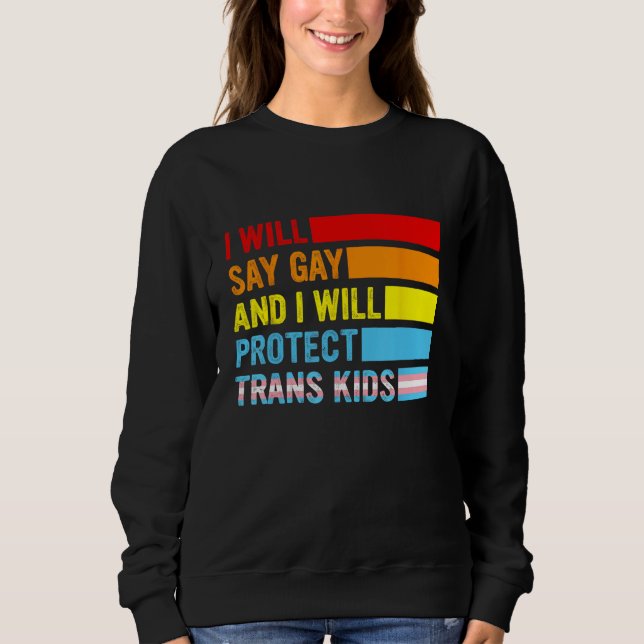 Sudadera Lgbtq Pride I Will Say Gay And I Will Protect Tran (Anverso)