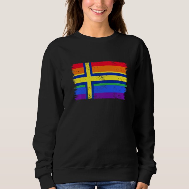 Sudadera Lgbtq Rainbow Flag Of Sweden Swedish Gay Pride   (Anverso)