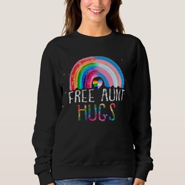 Sudadera Lgbtq Tía Libre Abraza Orgullo Gay Lgbt Ally Rainb (Anverso)