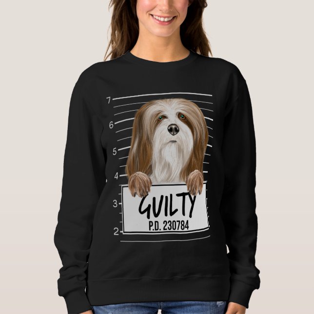 Sudadera Lhasa Apsos Mugshot Guilty Dog (Anverso)