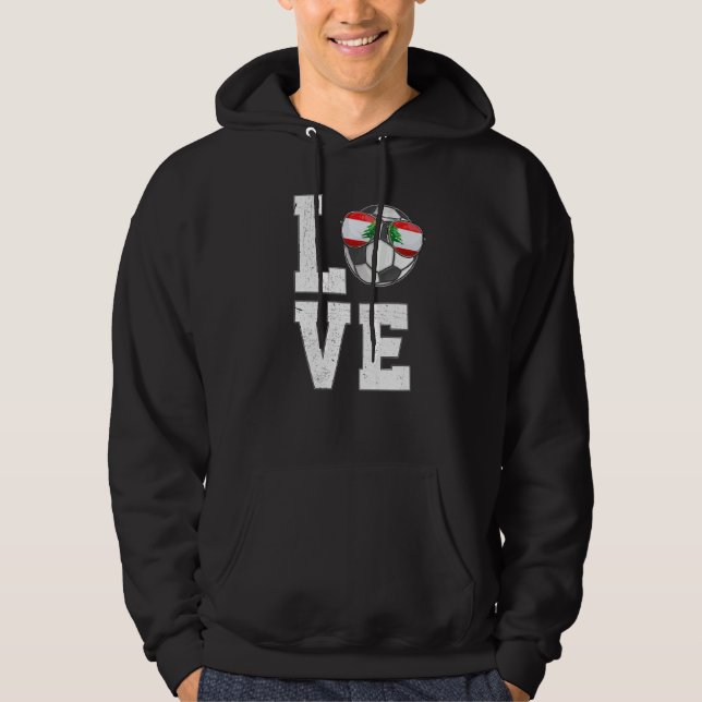 Sudadera Líbano: Fútbol Ama Bandera de Ventiladores Libanes (Anverso)