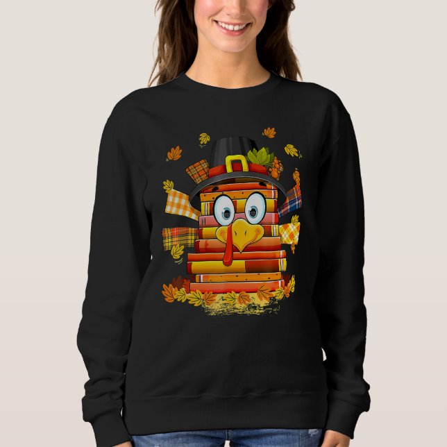 Sudadera Librarian Book Lover Reader Funny Turkey Thanksgiv (Anverso)