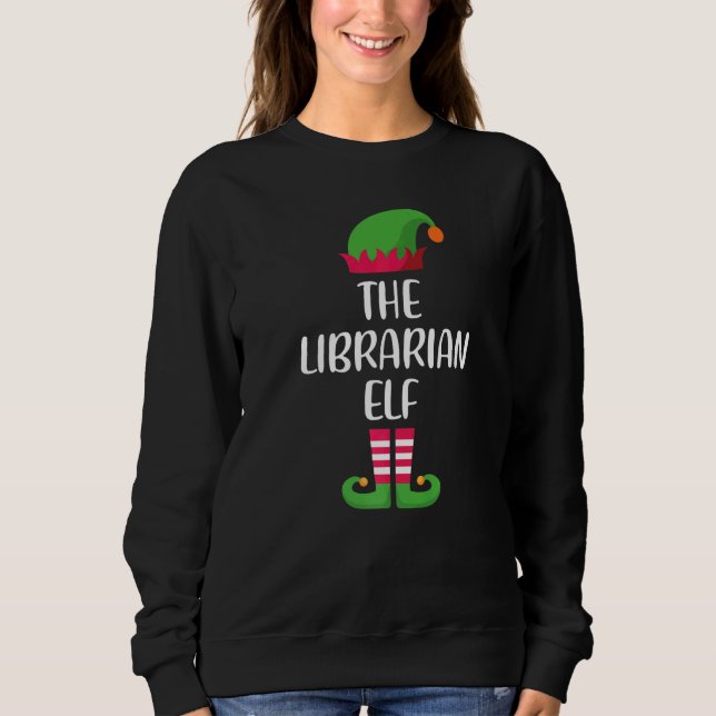 Sudadera Librarian Elf Family Matching Group Christmas Paja (Anverso)