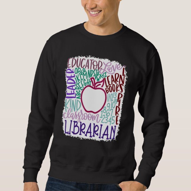 Sudadera Librarian Teacher In Typography Teacher Back 2 Sch (Anverso)