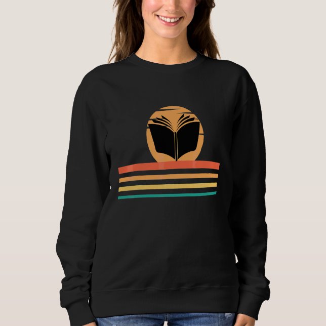 Sudadera Libro Atardecer Retro Para Biblioteca De Lectura D (Anverso)
